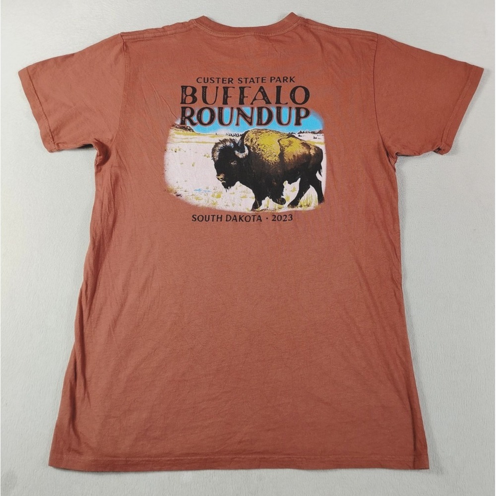 Ouray Shirt Mens Medium Orange Custer State Park Buffalo Roundup SD 2023